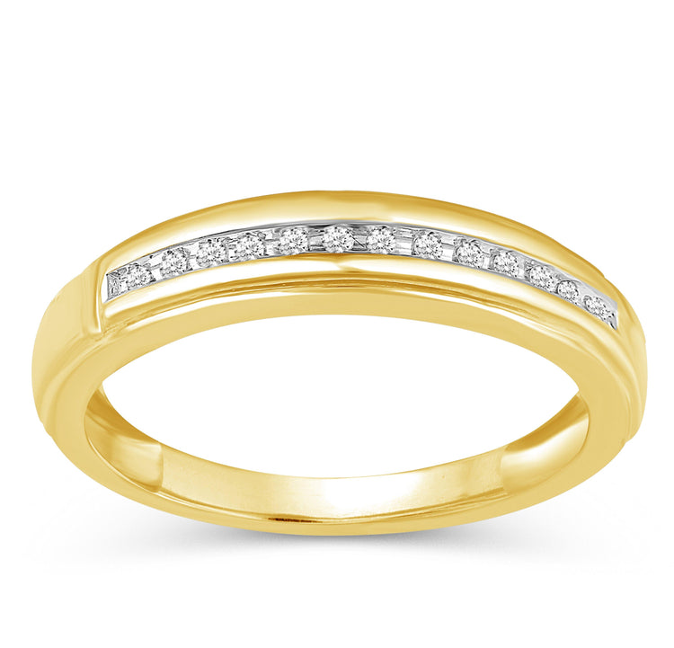 1/20CT TW Diamond Wedding Band Set in 10KT Yellow Gold - Fifth and Fine