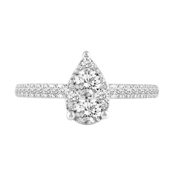 3/4ctw Diamond Pear Classic Engagement Ring in Sterling Silver