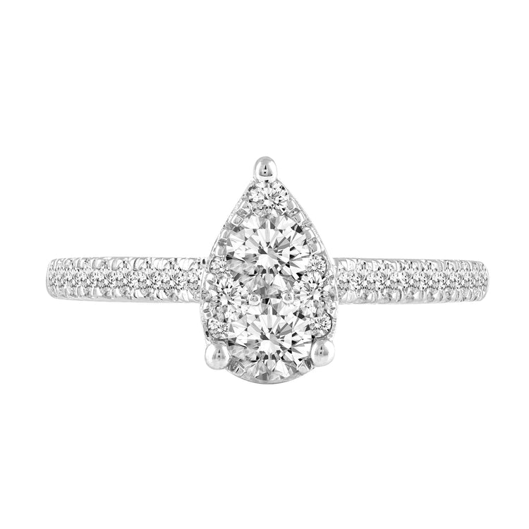 3/4 Cttw Diamond Teardrop Ring in 14K White Gold