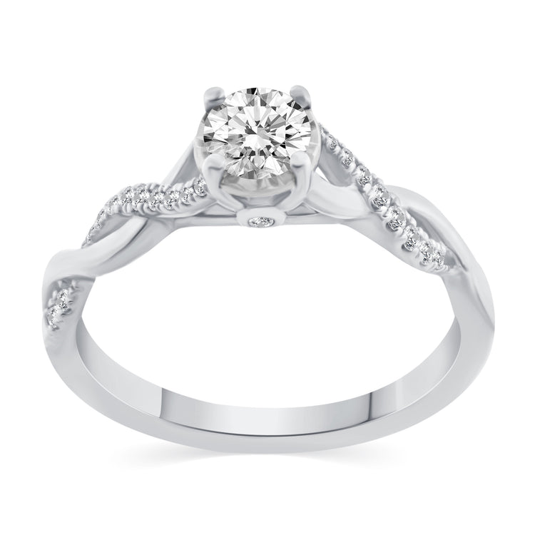 1/2 Cttw (I1-I2 Clarity) Diamond Infinity Engagement Wedding Bridal Ring in 14K Gold