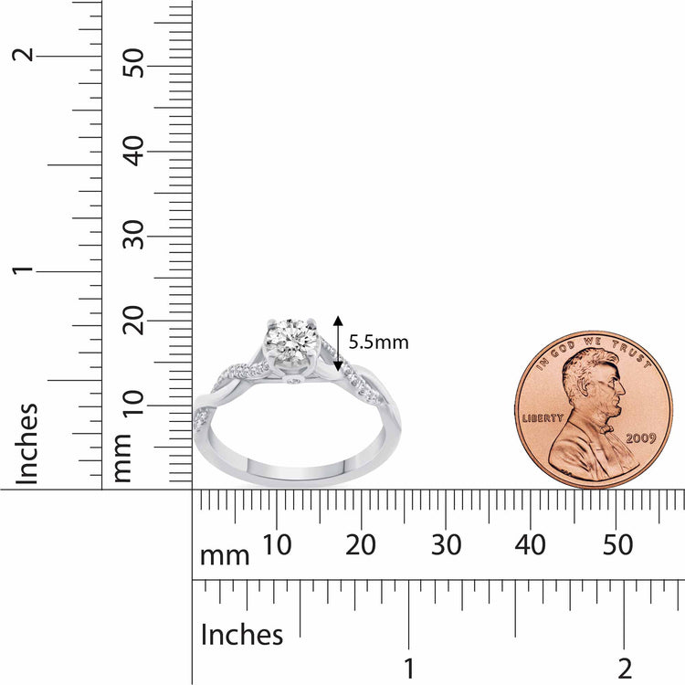 1/2 Cttw (I1-I2 Clarity) Diamond Infinity Engagement Wedding Bridal Ring in 14K Gold