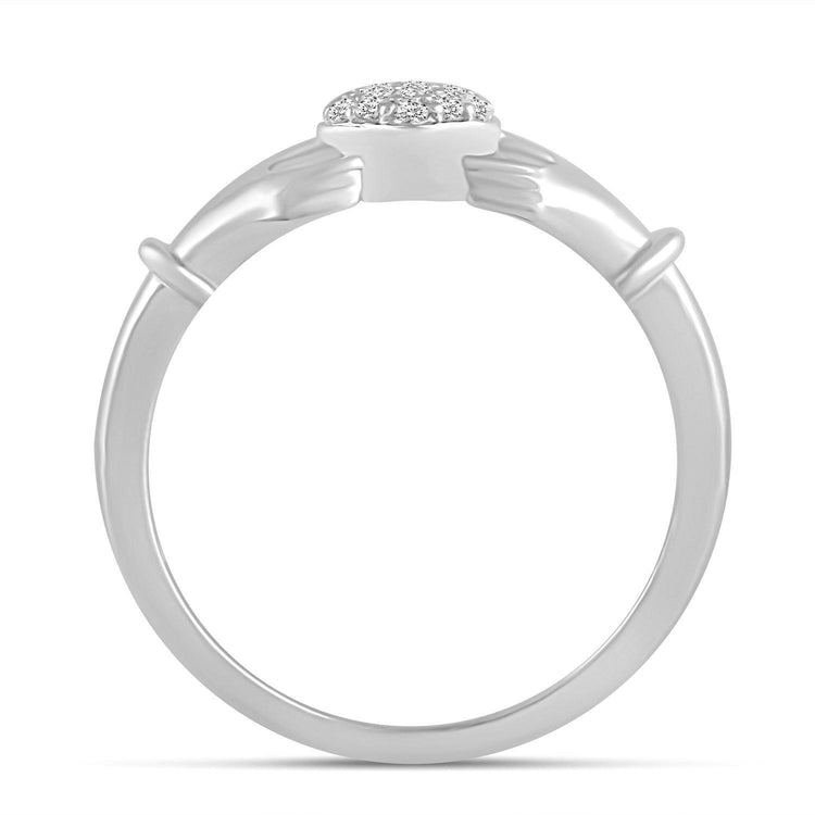 1/10 CT TW Diamond Claddagh Ring in Sterling Silver - Fifth and Fine