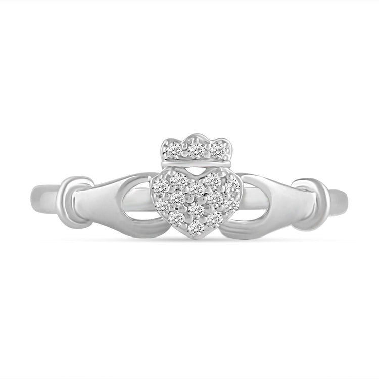 1/10 CT TW Diamond Claddagh Ring in Sterling Silver - Fifth and Fine