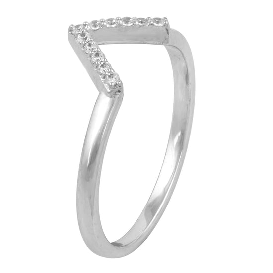 Fifth and Fine 1/10 CT TW Diamond Chevron V Shaped Ring in Sterling Silver