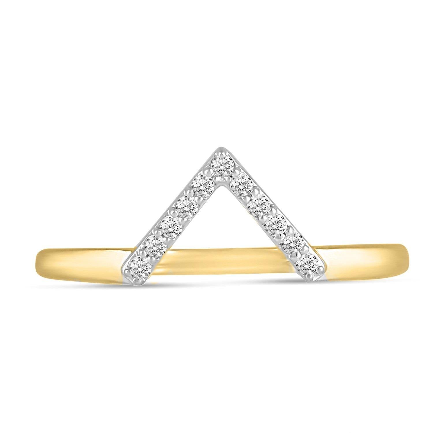 1/10 CT TW Diamond V Shaped Ring in Sterling Silver - Fifth and Fine