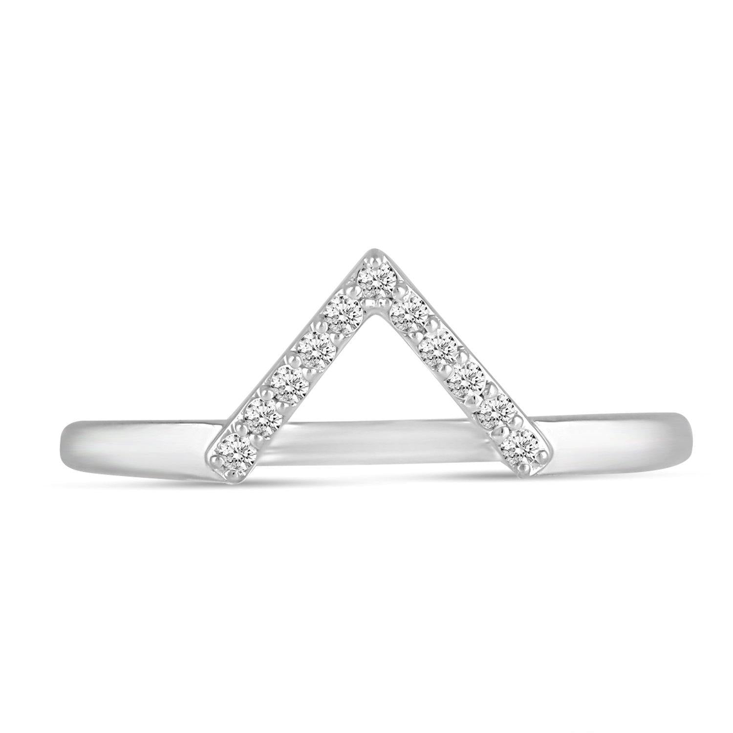 1/10 CT TW Diamond V Shaped Ring in Sterling Silver - Fifth and Fine
