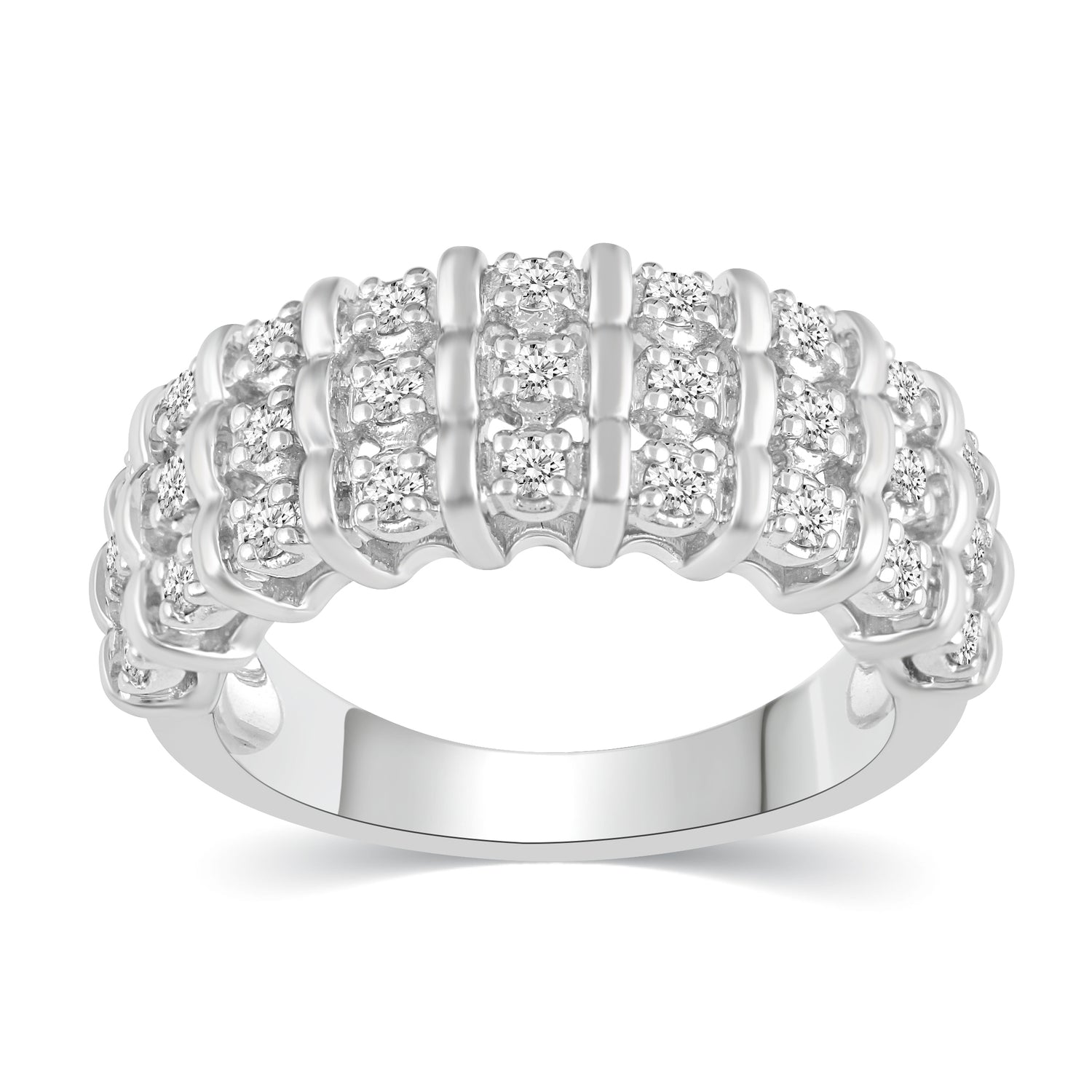1/2CT TW Diamond Pave Band Anniversary Ring in Sterling Silver