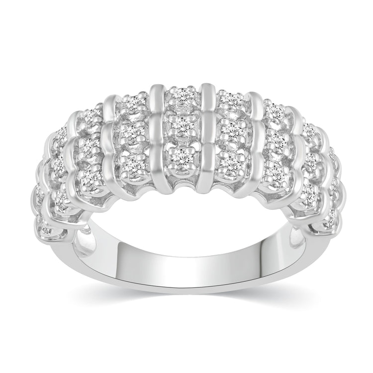 1/2CT TW Diamond Pave Band Anniversary Ring in Sterling Silver