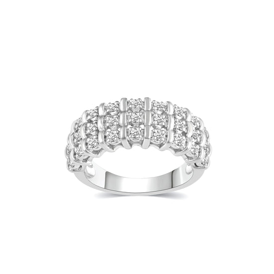 1/2CT TW Diamond Pave Band Anniversary Ring in Sterling Silver