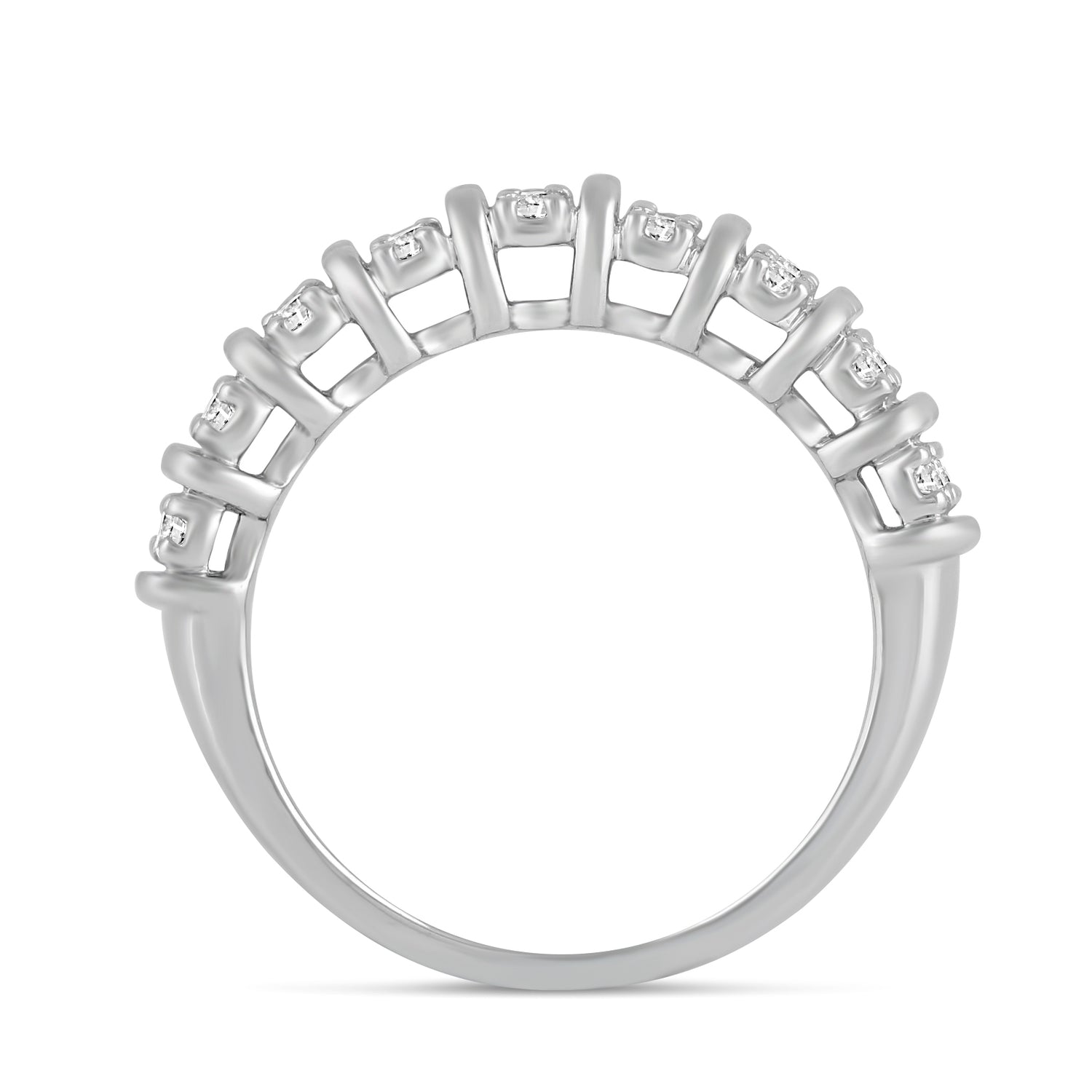 1/2CT TW Diamond Pave Band Anniversary Ring in Sterling Silver