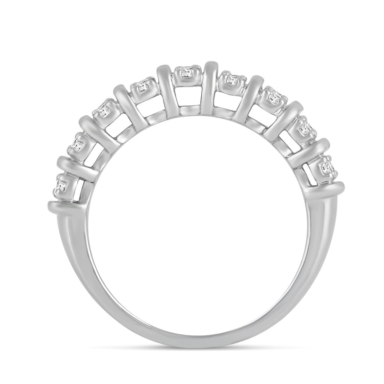 1/2CT TW Diamond Pave Band Anniversary Ring in Sterling Silver