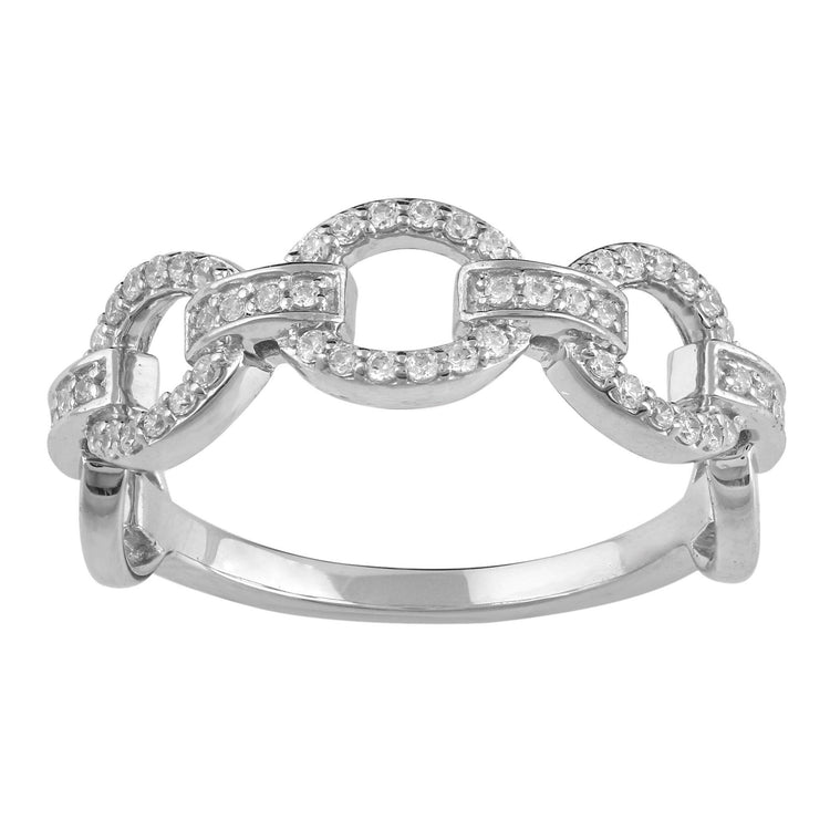 3/4CT TW Diamond Three Stone Cluster Engagement Ring in Sterling Silver - Fifth and Fine