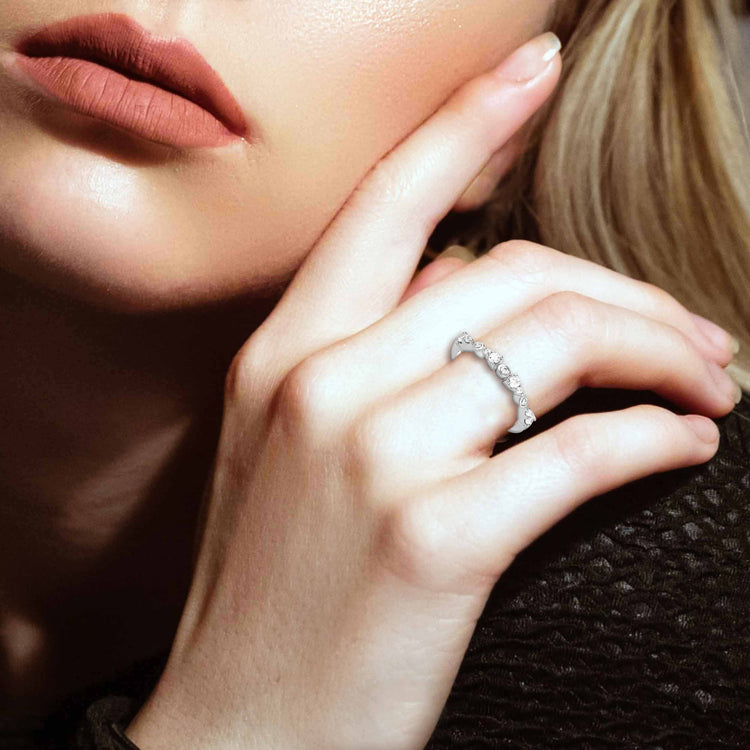 1/3CT TW Diamond band Promise Ring in 925 Sterling Silver
