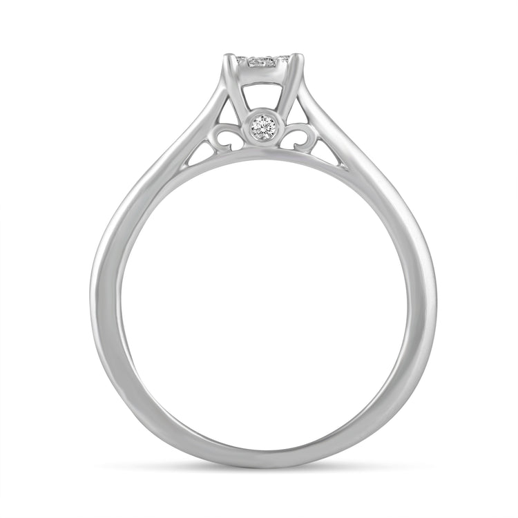 14K White/Yellow/Rose Gold 1/5 Cttw (I1-I2 Clarity) Diamond Cluster Ring