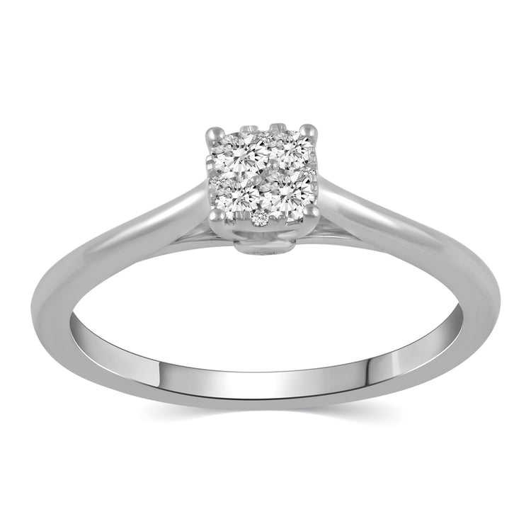 14K White/Yellow/Rose Gold 1/5 Cttw (I1-I2 Clarity) Diamond Cushion Cluster Ring