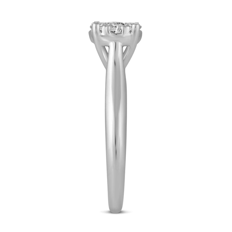 1/2Cttw to 1.00Cttw Natural Diamond Cluster Solitaire Ring Set in Sterling Silver - Fifth and Fine