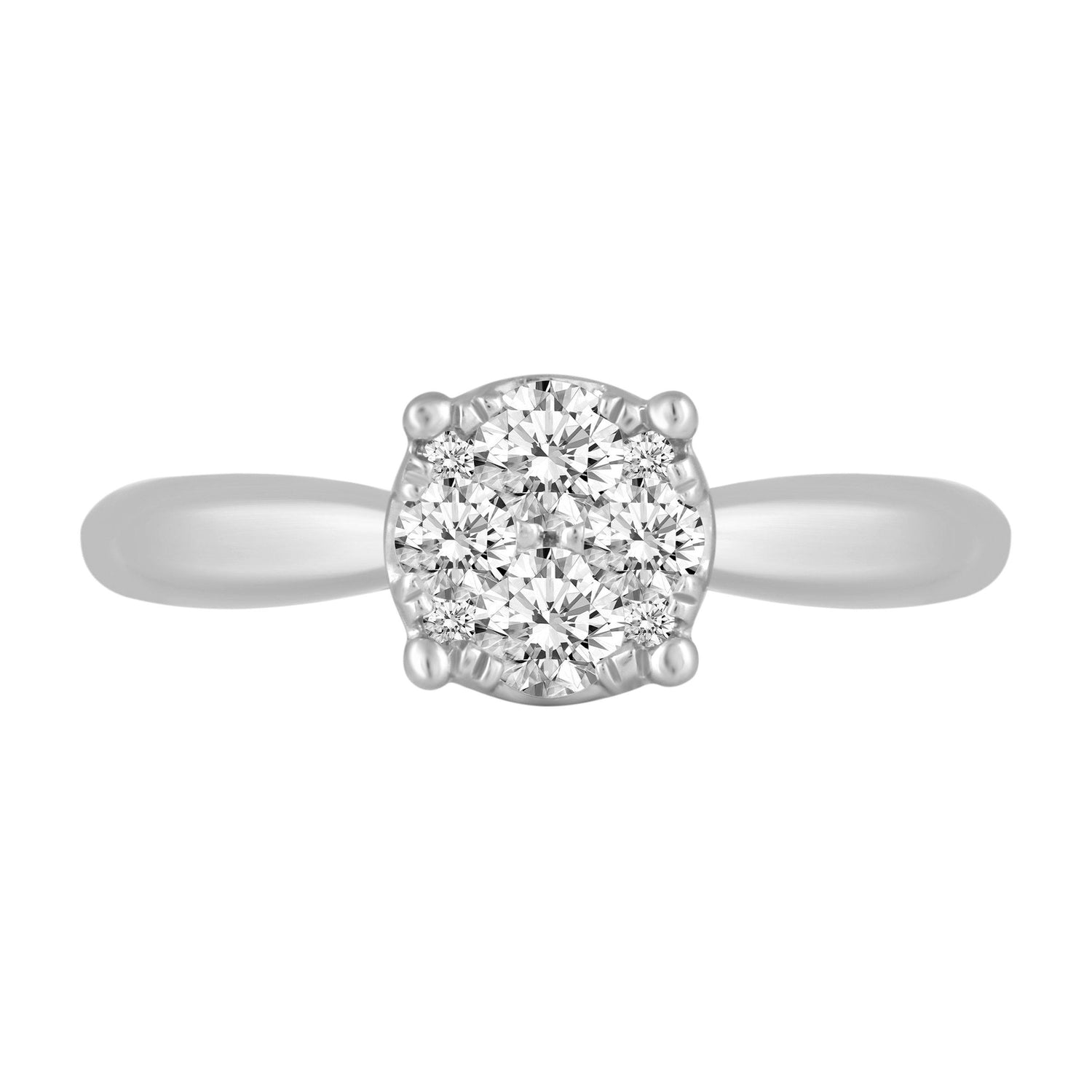 1/2Cttw to 1.00Cttw Natural Diamond Cluster Solitaire Ring Set in Sterling Silver - Fifth and Fine