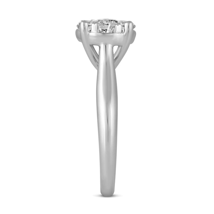 1/2Cttw to 1.00Cttw Natural Diamond Cluster Solitaire Ring Set in Sterling Silver - Fifth and Fine