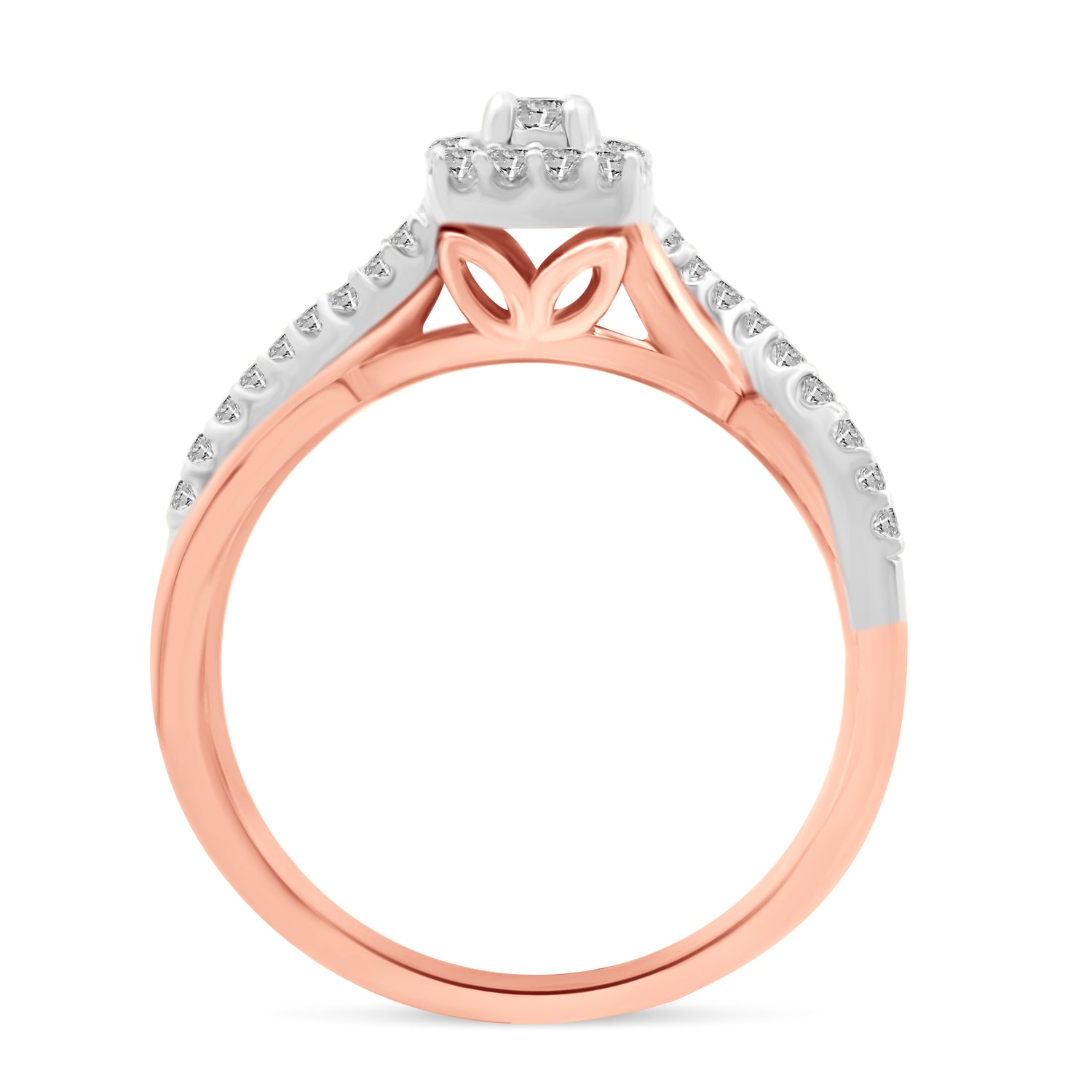 3/8 Cttw  (I1-I2 Clarity) Diamond Infinity Cushion Engagement Wedding Bridal Ring & Band in 14K Gold