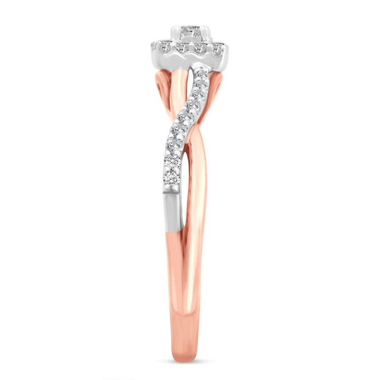 3/8 Cttw (I1-I2 Clarity) Diamond Infinity Cushion Engagement Wedding Bridal Ring & Band in 14K Gold