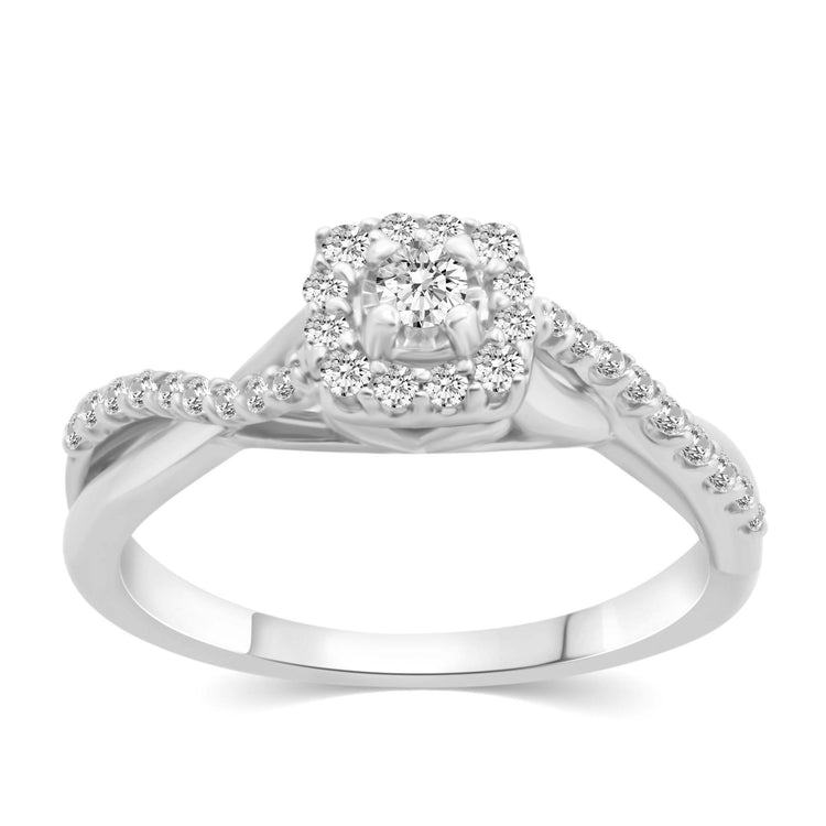 3/8 Cttw (I1-I2 Clarity) Diamond Infinity Cushion Engagement Wedding Bridal Ring & Band in 14K Gold