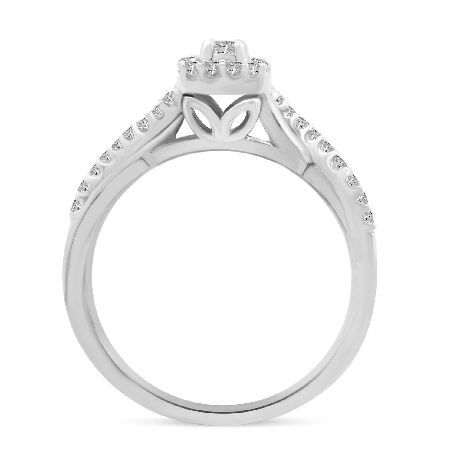 3/8 Cttw  (I1-I2 Clarity) Diamond Infinity Cushion Engagement Wedding Bridal Ring & Band in 14K Gold