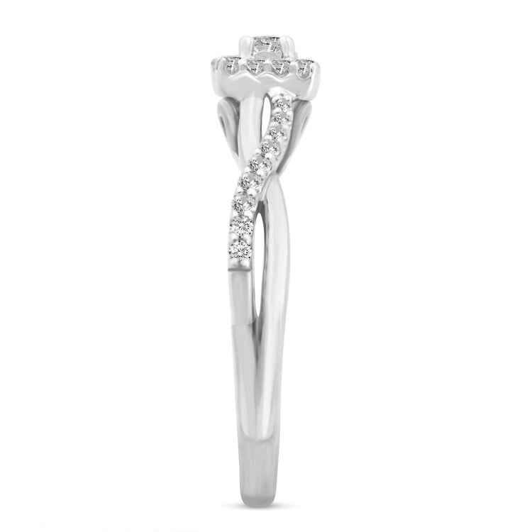 3/8 Cttw (I1-I2 Clarity) Diamond Infinity Cushion Engagement Wedding Bridal Ring & Band in 14K Gold