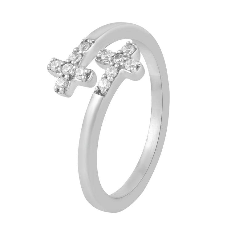 1/6 CT TW Diamond Cross Fashion Ring in Sterling Silver