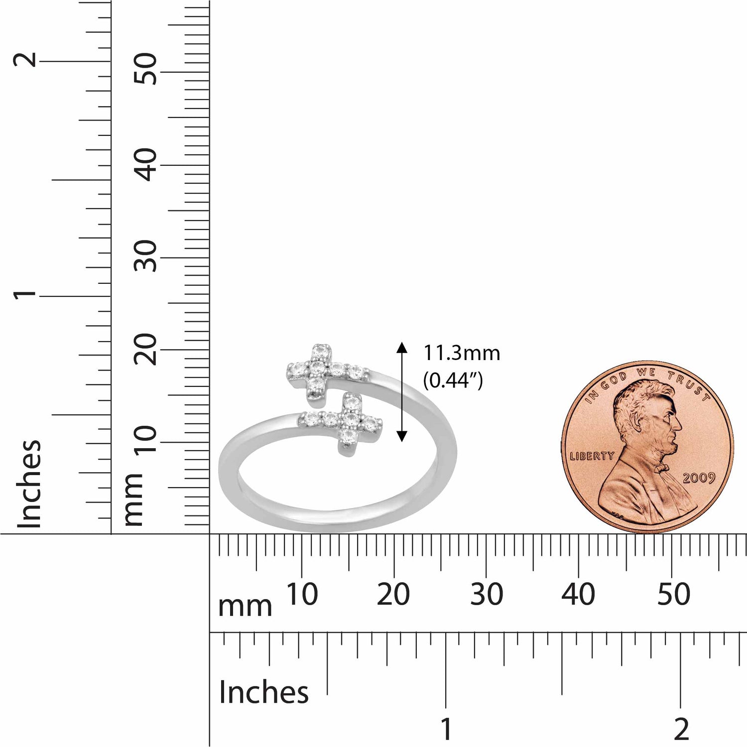 1/6 CT TW Diamond Cross Fashion Ring in Sterling Silver