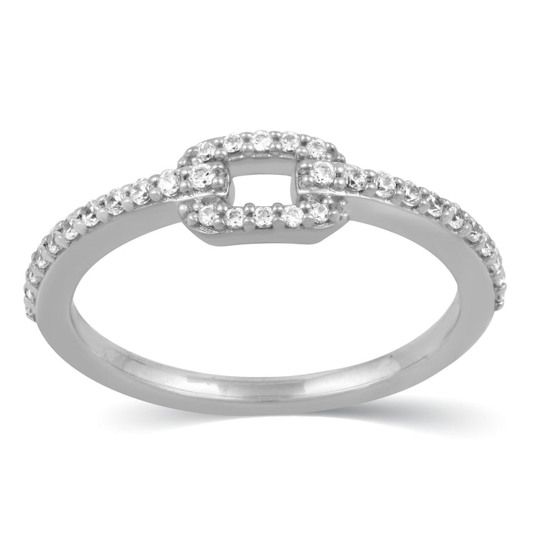 1/4Ct TW Diamond Single Chain Link Ring in Sterling Silver