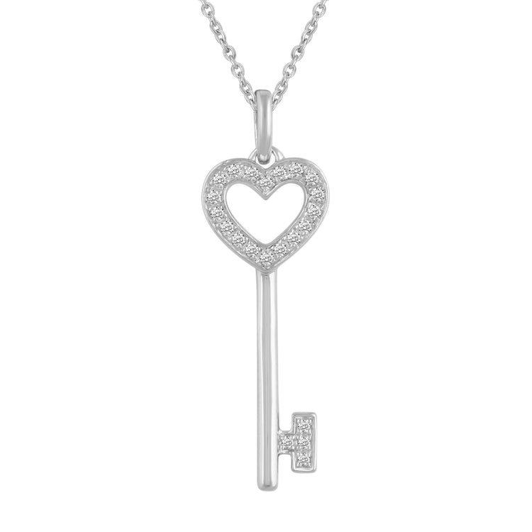 Natural Diamond Key Pendant Heart silver jewelry fifthandfine necklace tiffany keys