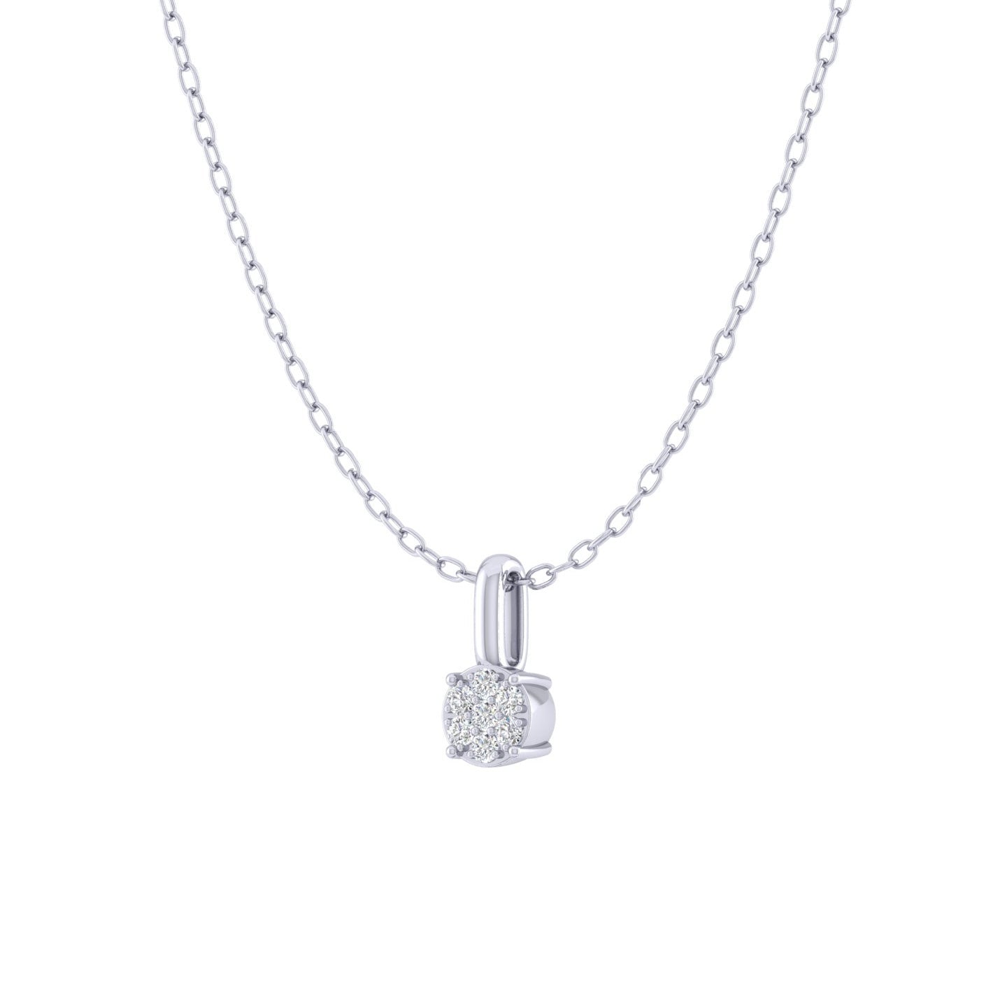 Floral Cluster 1/20 Cttw Natural Diamond Pendant Necklace set in 925 Sterling Silver