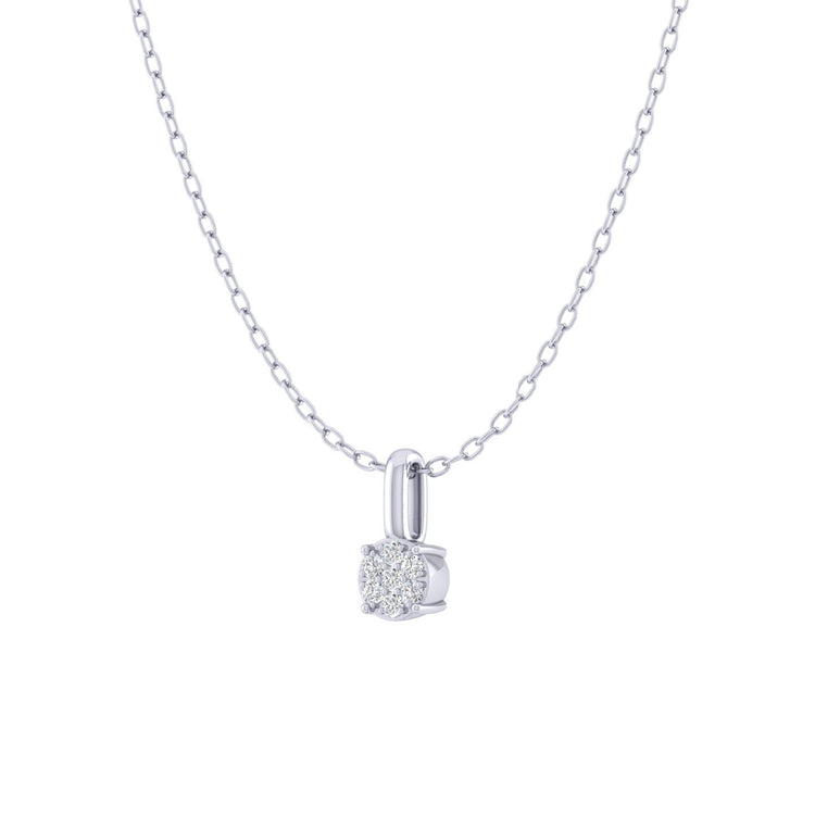 Floral Cluster 1/20 Cttw Natural Diamond Pendant Necklace set in 925 Sterling Silver