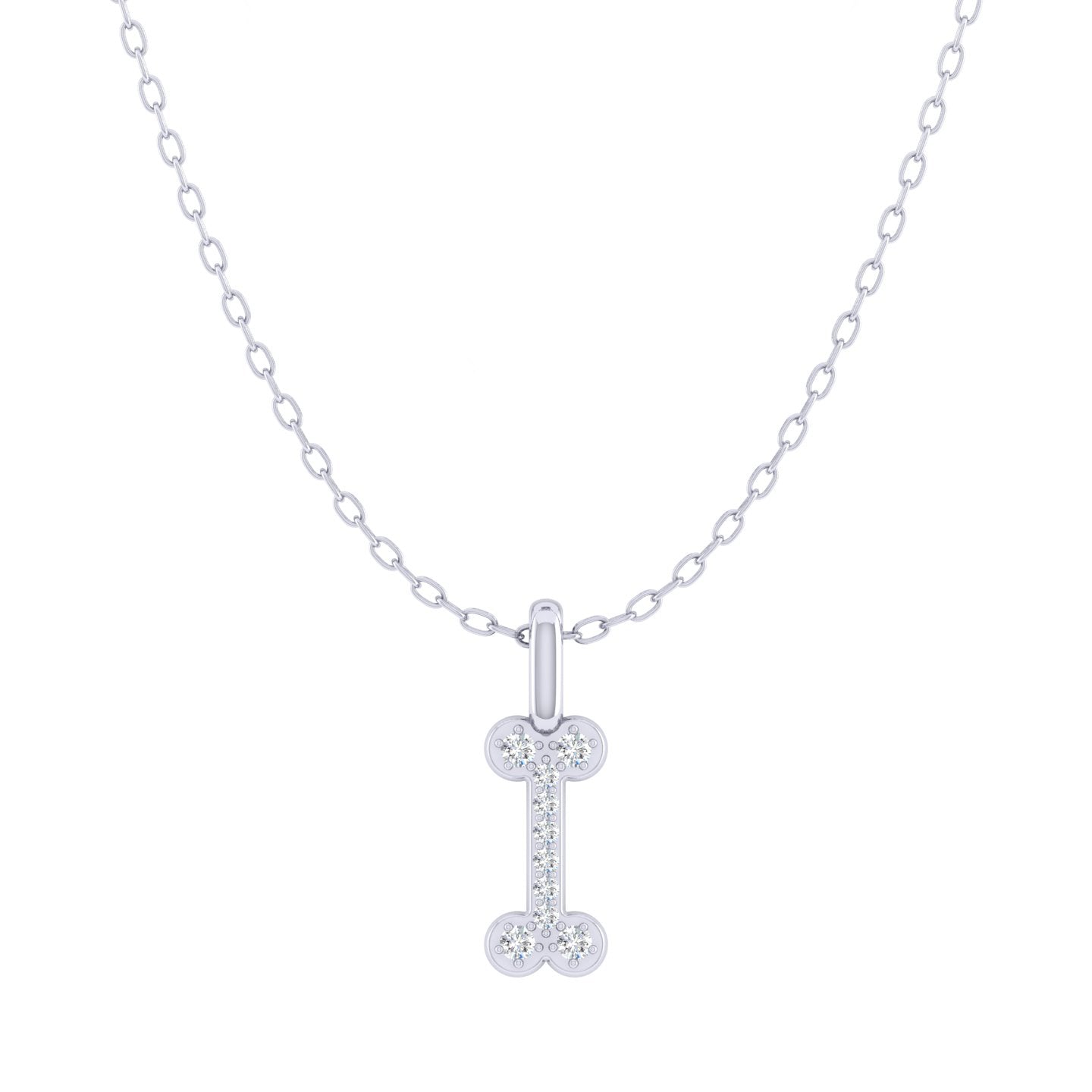 Dog Bone 1/20 Cttw Natural Diamond Pendant Necklace set in 925 Sterling Silver