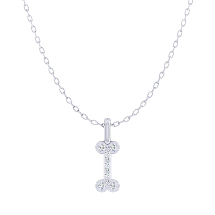 Dog Bone 1/20 Cttw Natural Diamond Pendant Necklace set in 925 Sterling Silver