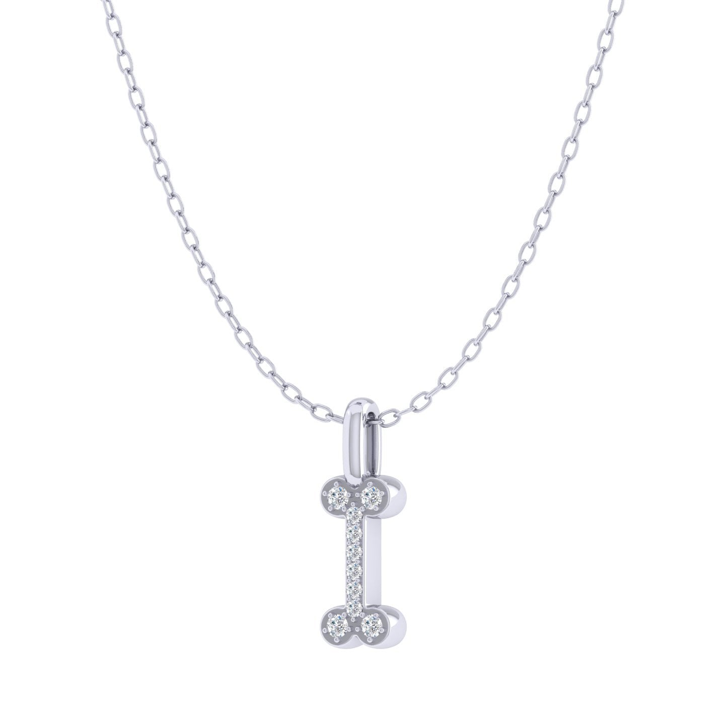 Dog Bone 1/20 Cttw Natural Diamond Pendant Necklace set in 925 Sterling Silver