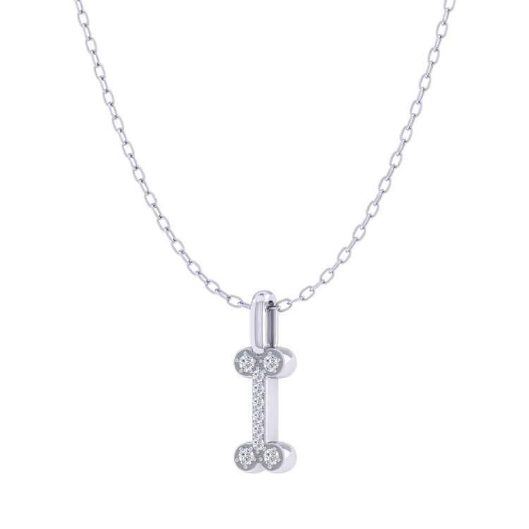 Dog Bone 1/20 Cttw Natural Diamond Pendant Necklace set in 925 Sterling Silver
