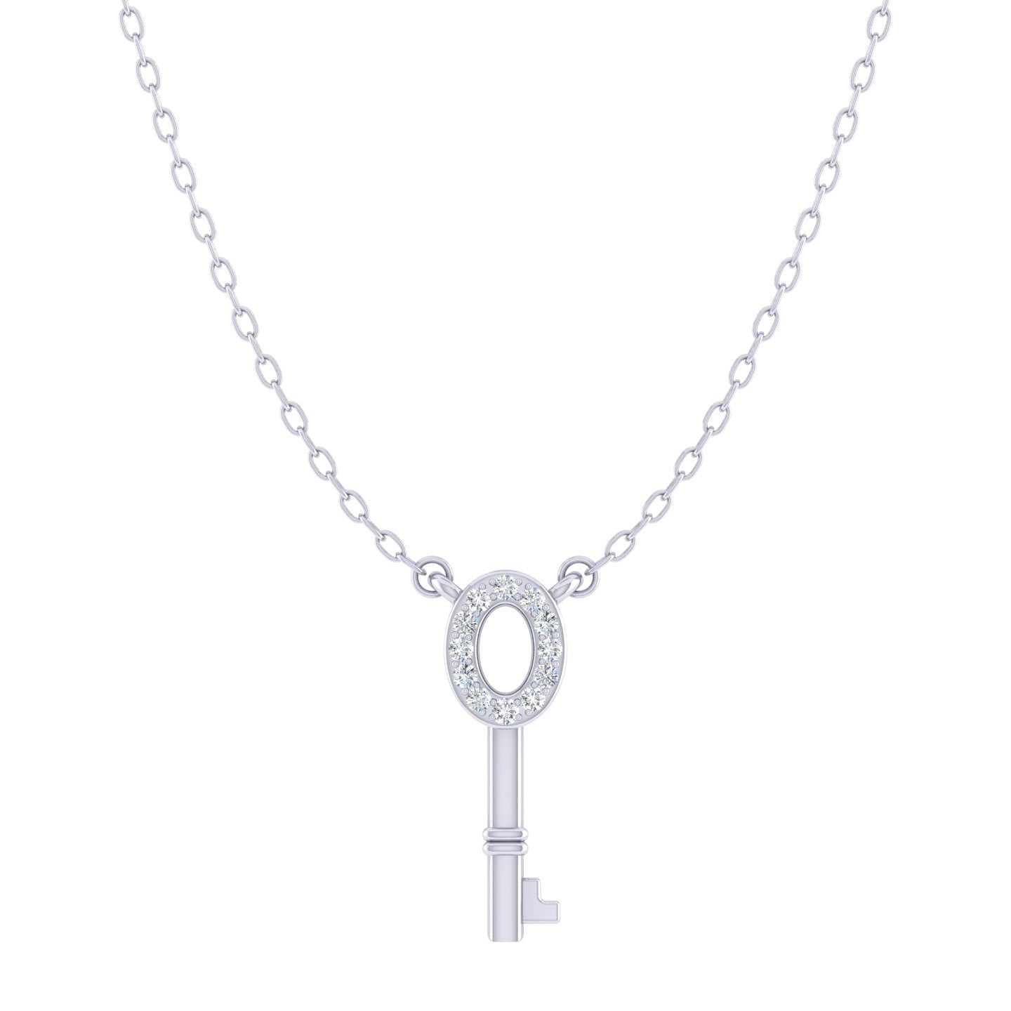 Key To Your Heart 1/20 Cttw Natural Diamond Pendant Necklace set in 925 Sterling Silver
