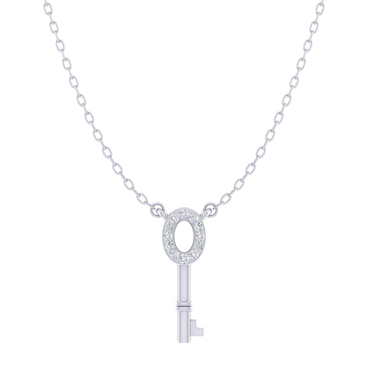 Key To Your Heart 1/20 Cttw Natural Diamond Pendant Necklace set in 925 Sterling Silver