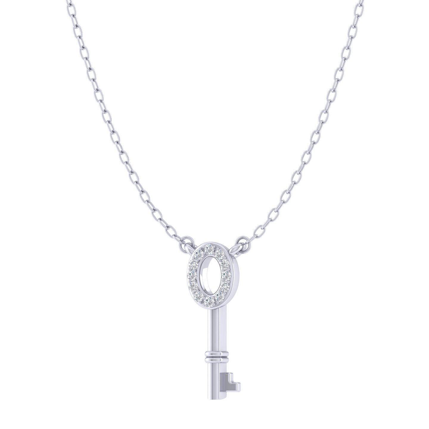Key To Your Heart 1/20 Cttw Natural Diamond Pendant Necklace set in 925 Sterling Silver
