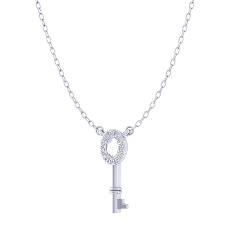 Key To Your Heart 1/20 Cttw Natural Diamond Pendant Necklace set in 925 Sterling Silver