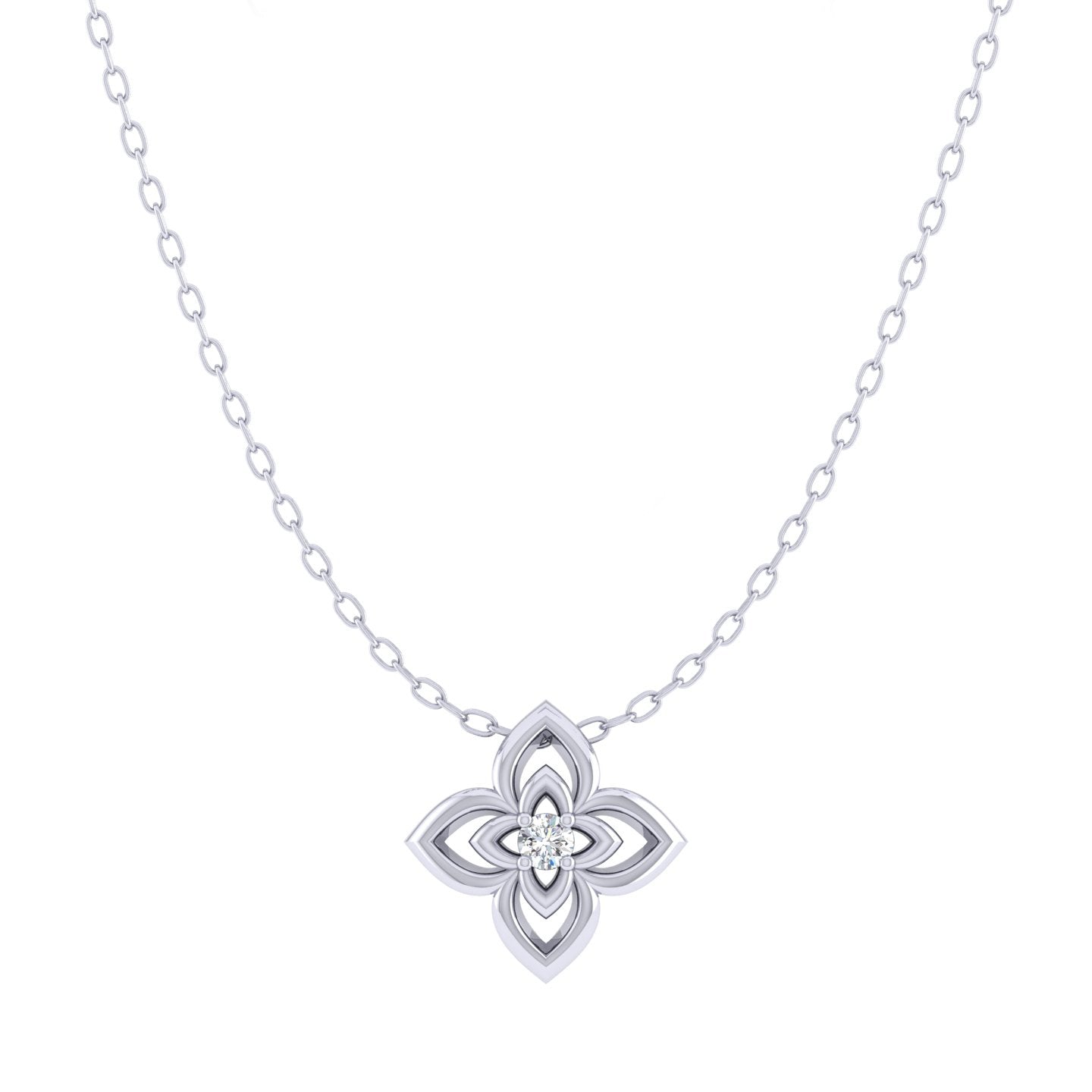 Silver Open Flower Charms Necklace