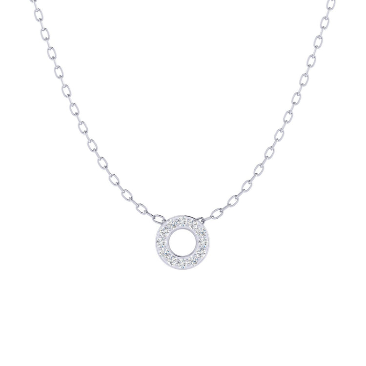 Eternity Circle 1/20 Cttw Natural Diamond Pendant Necklace set in 925 Sterling Silver