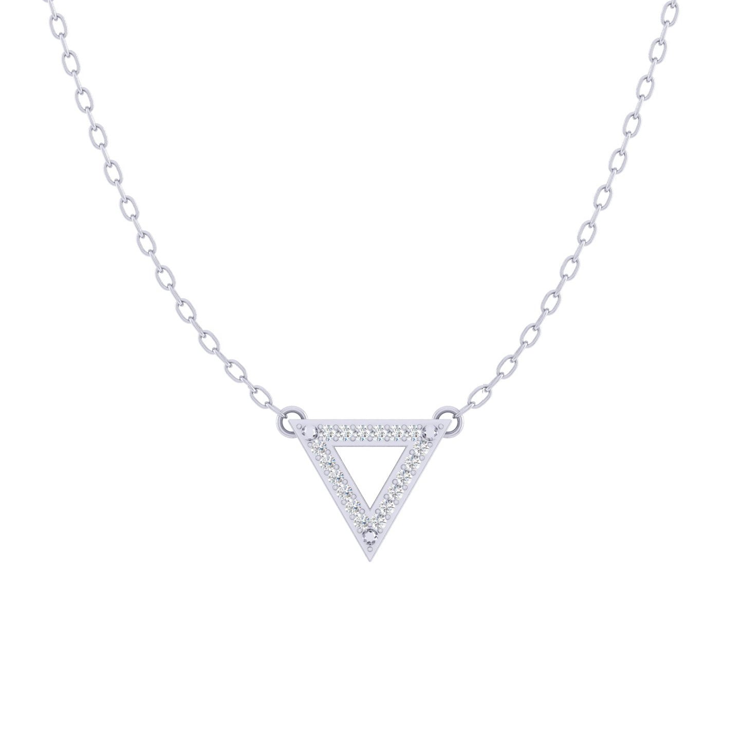 Triangle 1/20 Cttw Natural Diamond Pendant Necklace set in 925 Sterling Silver