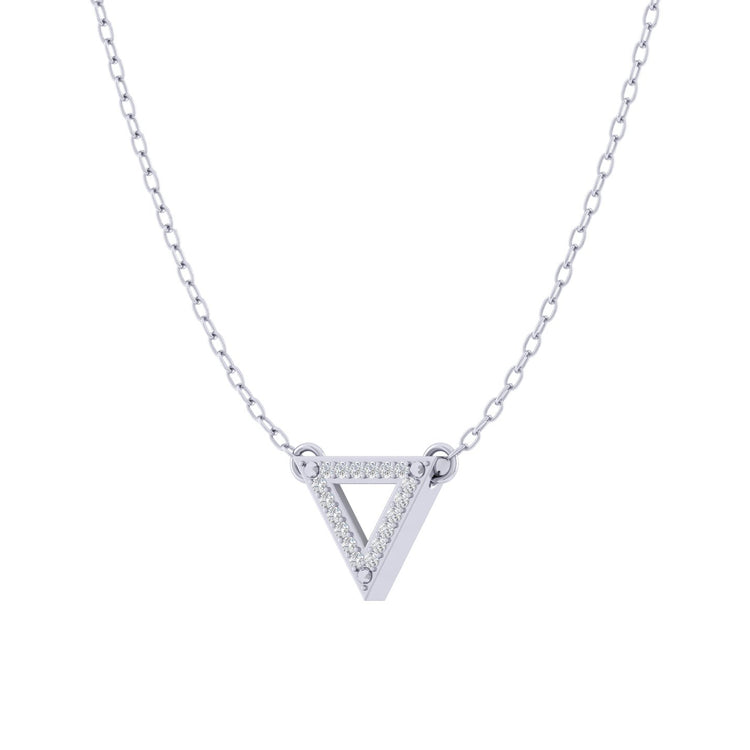 Triangle 1/20 Cttw Natural Diamond Pendant Necklace set in 925 Sterling Silver