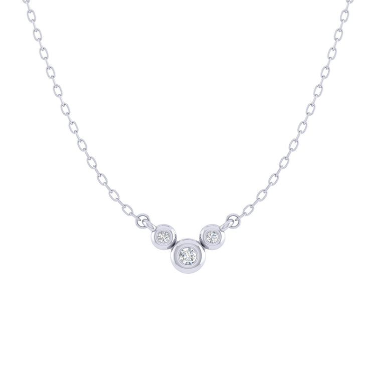 3 Stone 1/20 Cttw Natural Diamond Pendant Necklace set in 925 Sterling Silver