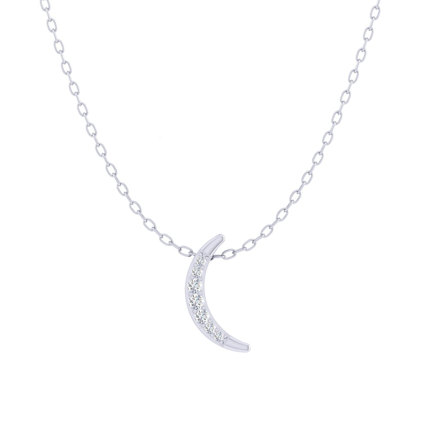 Moon 1/20 Cttw Natural Diamond Pendant Necklace set in 925 Sterling Silver
