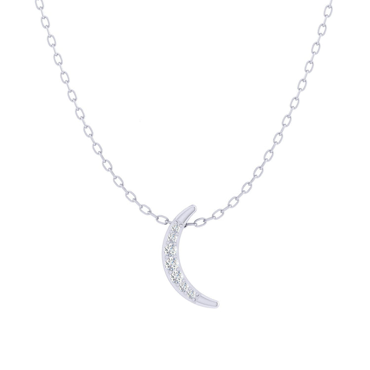 Moon 1/20 Cttw Natural Diamond Pendant Necklace set in 925 Sterling Silver