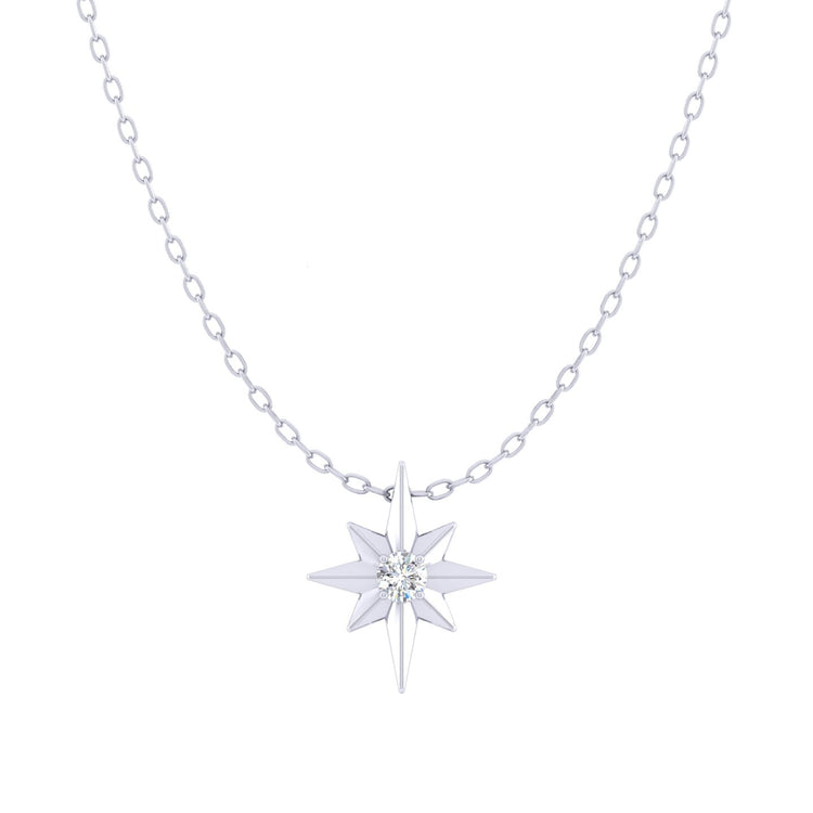 North Star 1/20 Cttw Natural Diamond Pendant Necklace set in 925 Sterling Silver