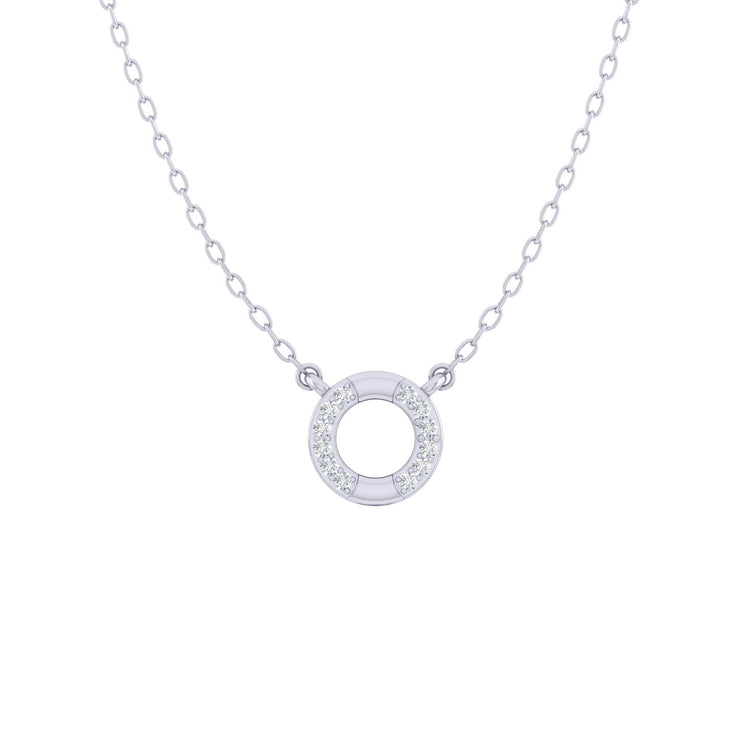 Karma Circle 1/20 Cttw Natural Diamond Pendant Necklace set in 925 Sterling Silver
